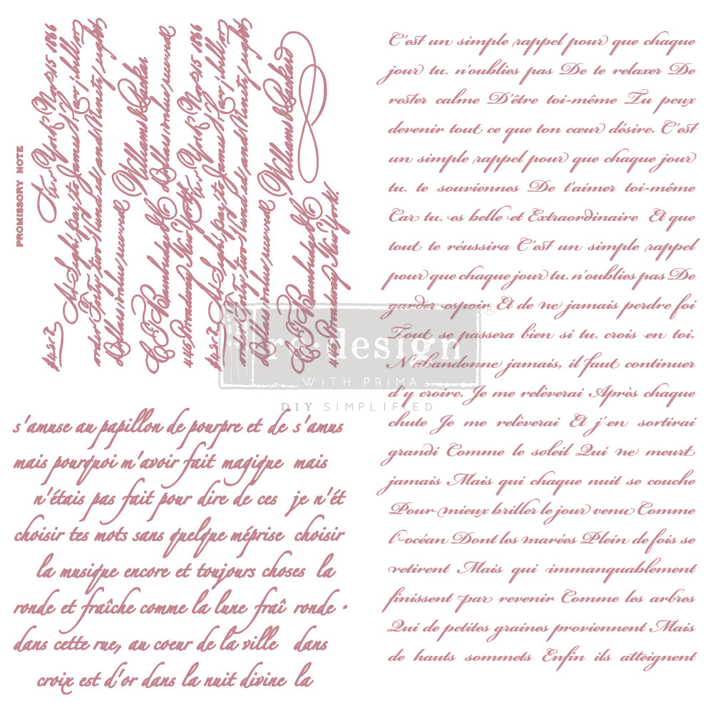 Clearly Aligned Decor Stamps - Vintage Script - 12x12" (3 pcs)