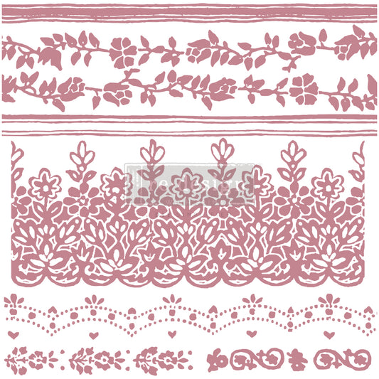 Re-Design With Prima® Clearly Aligned Decor Stamps - Floral Borders - 12x12" (7 pcs)