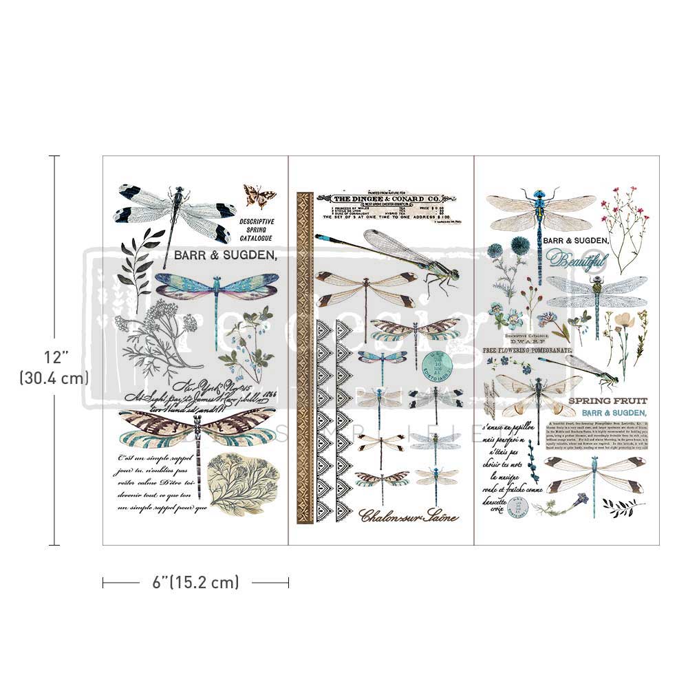 Re-Design With Prima® Mini Transfer - Spring Dragonfly - 6x12", 3 Sheets