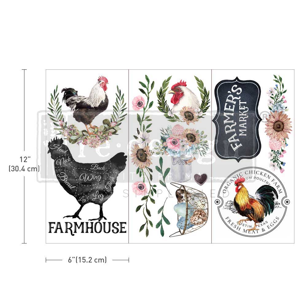 Re-Design With Prima® Small Transfer : Morning Farmhouse 6x12" 3 Sheets