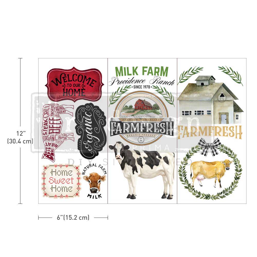 Re-Design With Prima® Mini Transfer - Home & Farm - 6x12", 3 Sheets