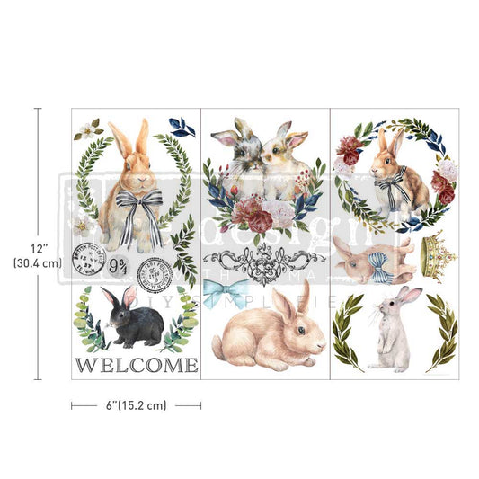 Re-Design With Prima® Small Transfer - Cottontail - 6x12" 3 Sheets
