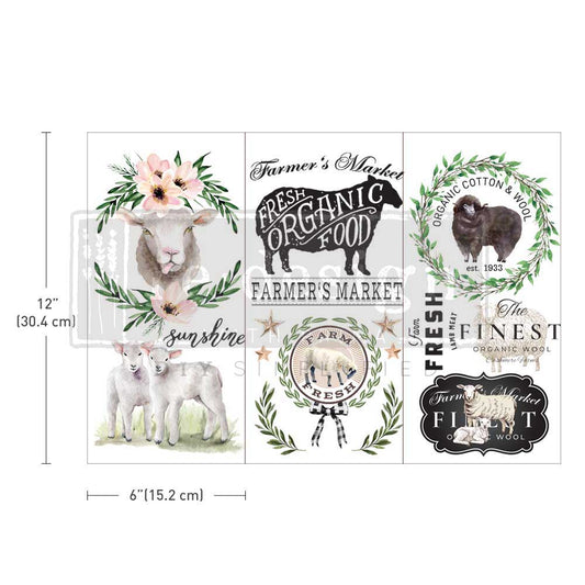 Re-Design With Prima® Small Transfer : Sweet Lamb 6x12" 3 Sheets