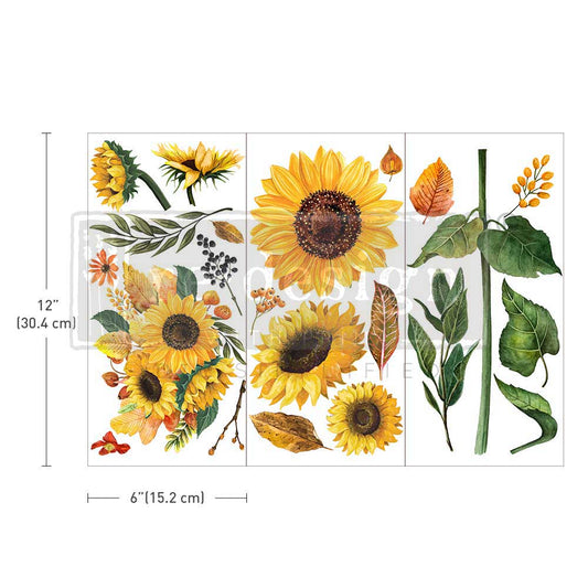 Re-Design With Prima® Mini Transfer - Sunflower Afternoon - 6x12", 3 Sheets