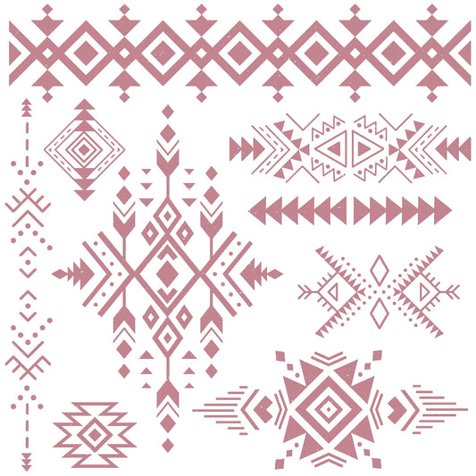 Clearly Aligned Decor Stamps - Tribal Prints - 12x12" (9 pcs)