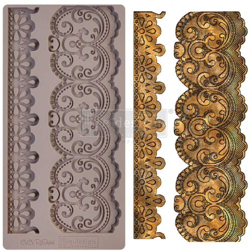 Re-Design With Prima® Decor Moulds - Border Lace - 5"x10", 8mm