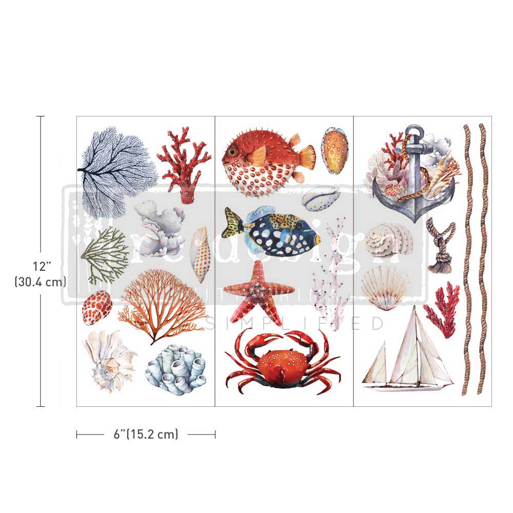 Re-Design With Prima® Mini Transfer - Amazing Sea Life - 6x12", 3 sheets