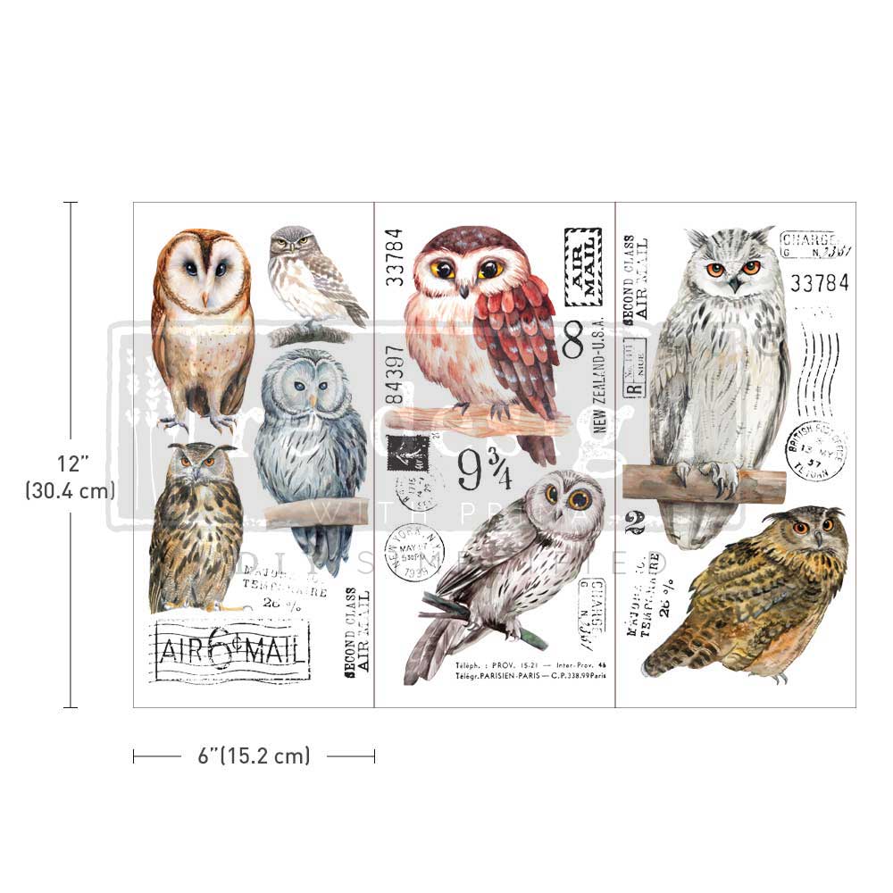 Re-Design With Prima® Mini Transfer : Owl - 6x12" 3 Sheets