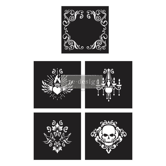 Re-Design With Prima® Decor Stencil - Mix & Style - Glam Punk - 5 pcs, 12x12"