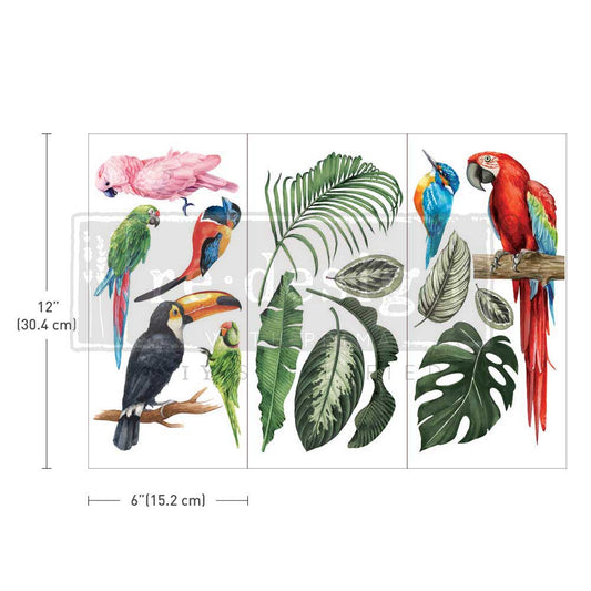 Re-Design With Prima® Mini Transfer - Tropical Birds - 6x12", 3 Sheets