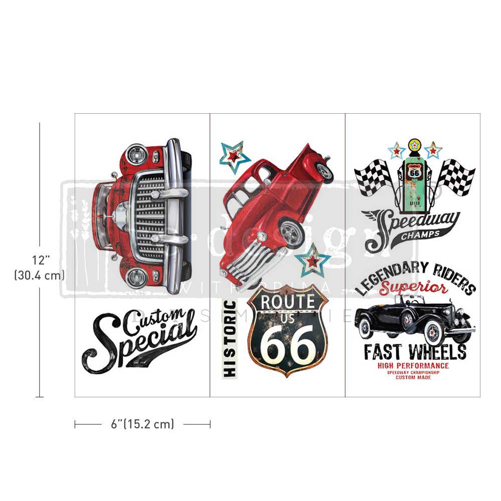 Re-Design With Prima® Mini Transfer - Classic Rides - 6x12", 3 Sheets