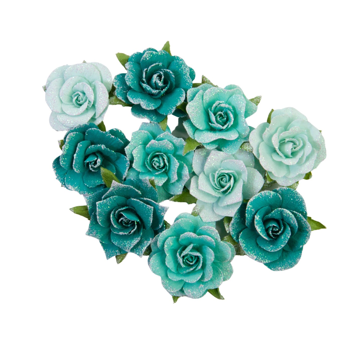 Prima Flowers Painted Floral Collection Shiny Teal 10 pcs 1.
