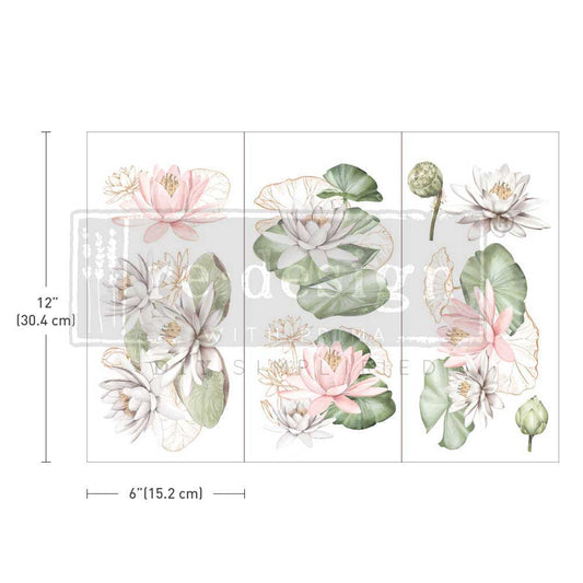 Re-Design With Prima® Small Transfer - Water Lilies - 12x6" 3 Sheets