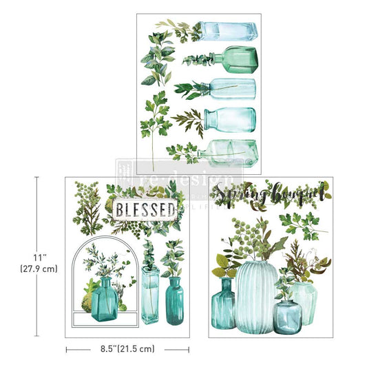 Re-Design With Prima® Middy Transfers® – Vintage Greenhouse  – 3 Sheets, 8.5″X11″