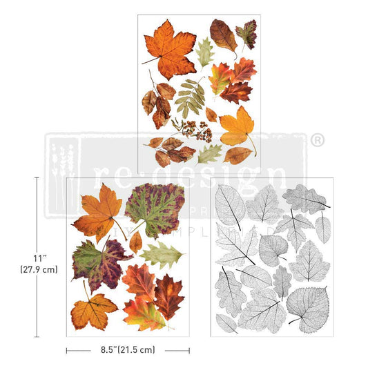 Re-Design With Prima® Middy Transfer - Crunchy Leaves Forever - 3 Sheets, 8.5x11"