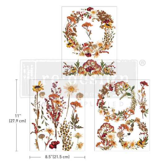 Re-Design With Prima® Middy Transfer - Dried wildflowers - 3 Sheets, 8.5x11"