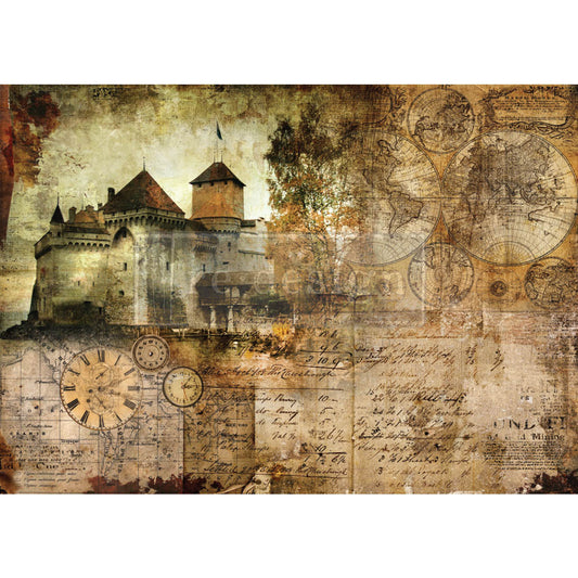 Redesign With Prima Decoupage Rice Paper Hilltop Castle