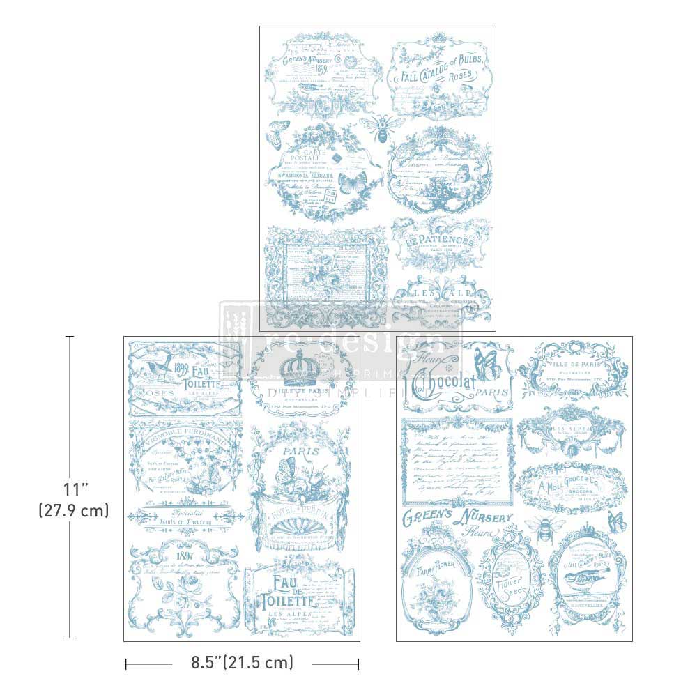 Re-Design With Prima® Middy Transfer - Vintage Labels 1 - 3 Sheets, 8.5x11"