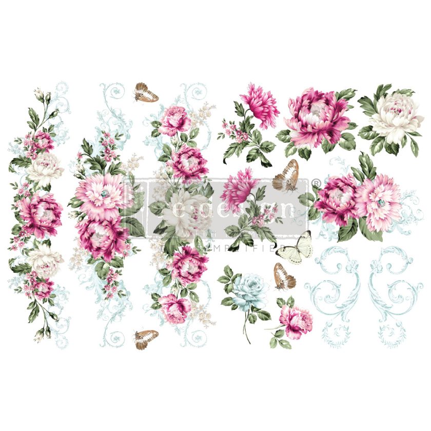 Re-Design With Prima® H20 Transfers - Springtime Peonies - 8.5x11"