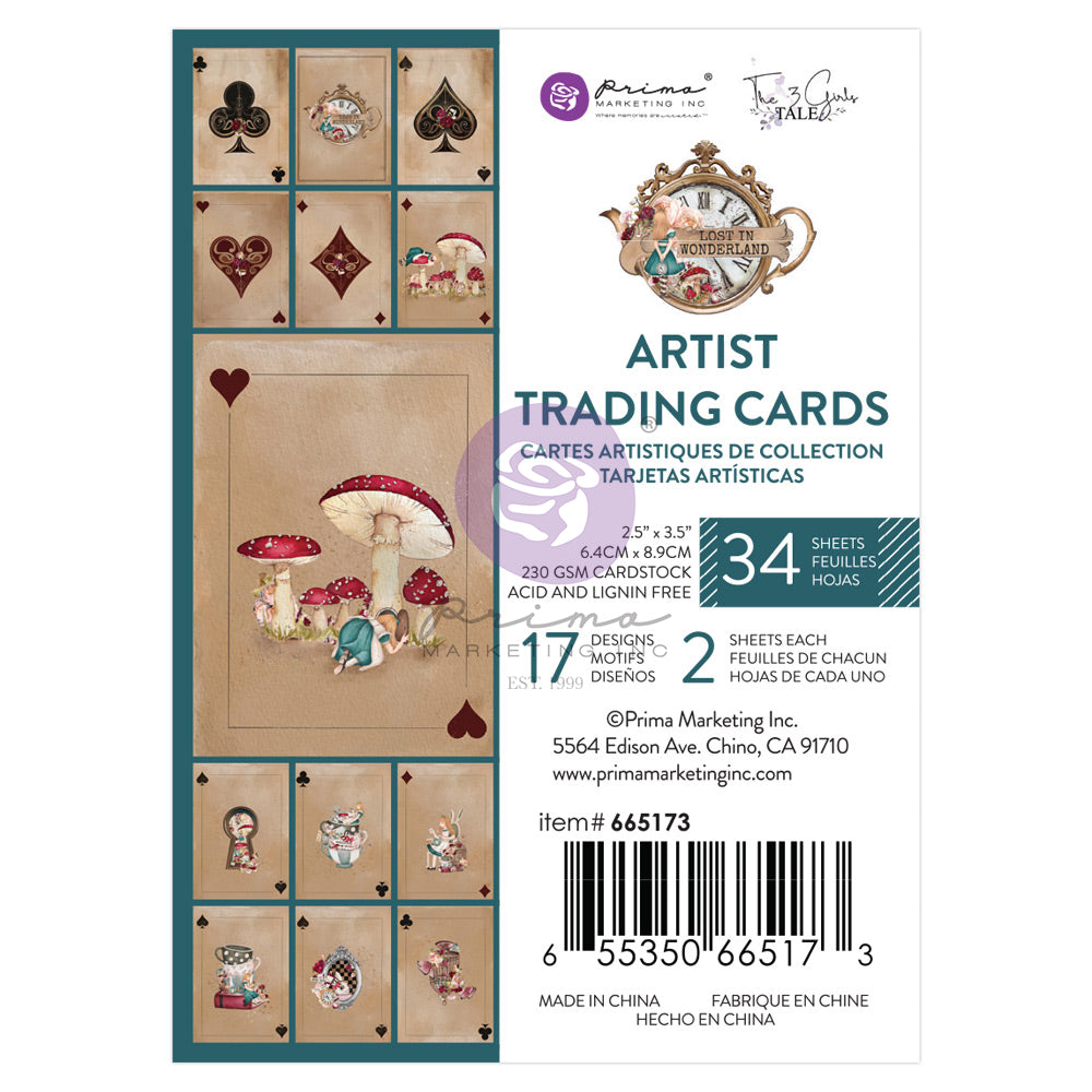 Prima : Lost In Wonderland Collection Playing Cards - 34 Sheets - 17 Designs x 2 Sheets Each