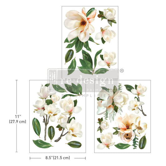 Re-Design With Prima® Middy Transfers - La Gran Magnolia - 3 Sheets 8.5"x11"