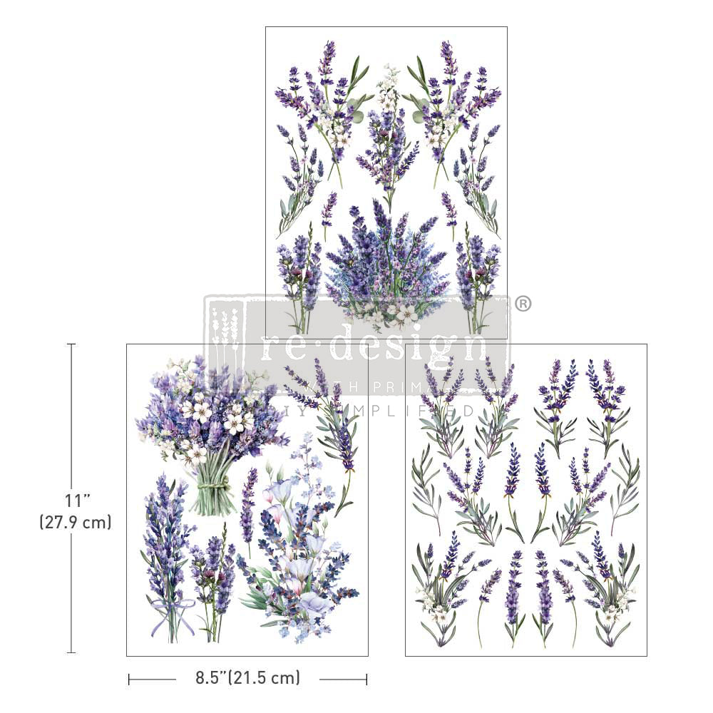 Re-Design With Prima® Middy Transfer - Lavender Bunch - 3 Sheets, 8.5x11"