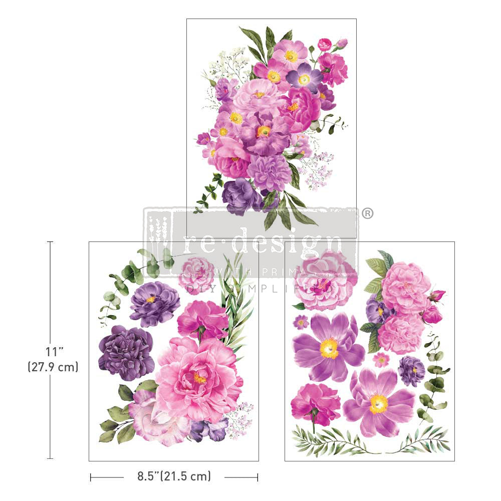 Re-Design With Prima® Middy Transfer - Purple Blossom - 8.5 x 11", 3 Sheets