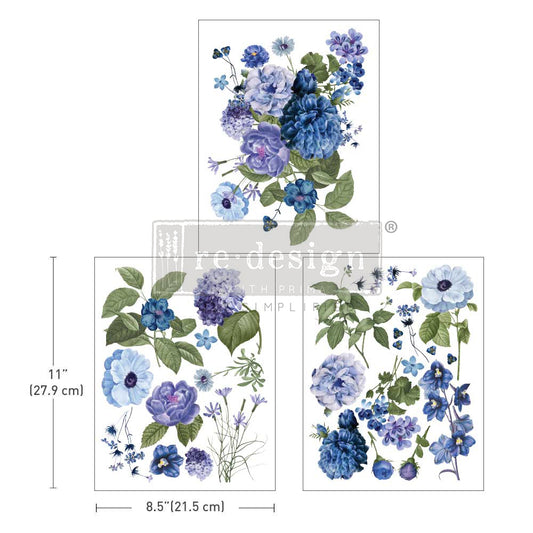 Re-Design With Prima® Middy Transfer - Blue Gardens - 3 Sheets, 8.5x11"