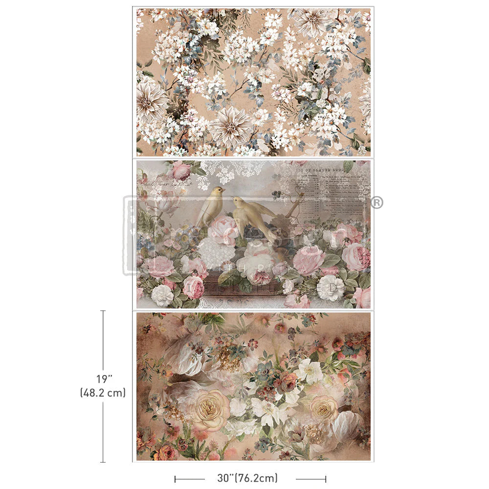Re-Design With Prima® Decoupage Tissue Paper - Romance in Bloom 3 Sheets 19.5x30"