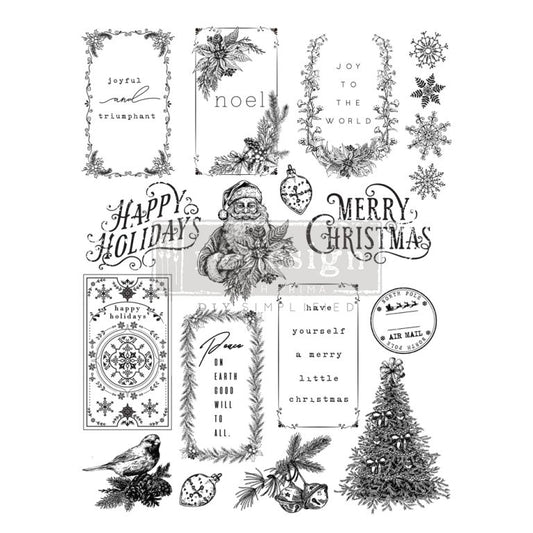 Re-Design With Prima® Decor Clear Stamps - Santa's Helper Tags 8.5x11"