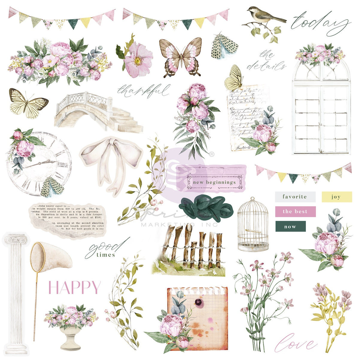 Prima Marketing - Serene Petals Collection Ephemera 78 Pcs