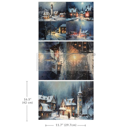 Re-Design With Prima® A3 Decoupage Fiber - Snowy Twilight 11.7x16.5" 3 Sheets