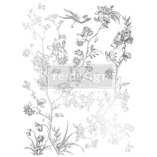 Re-Design With Prima®  Decor Transfer - Silver Birds - Kacha 18x24"