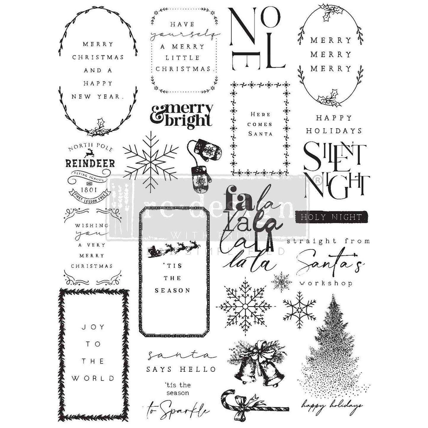 PRE-ORDER Re-Design With Prima® Decor Clear Stamps - Here Comes Santa 8.5x11"