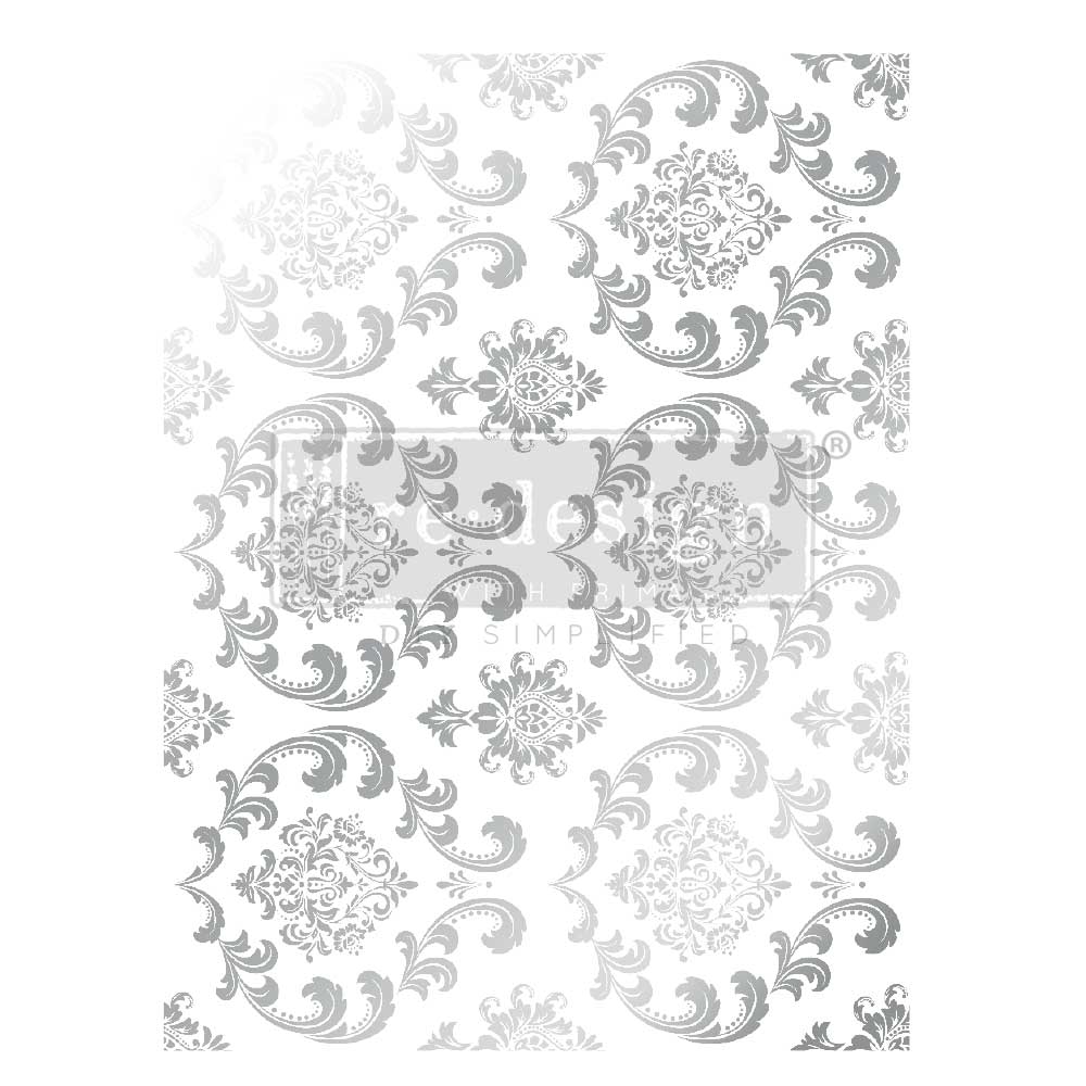 Re-Design With Prima®  Decor Transfer - Silver House of Damask - Kacha  18x24"