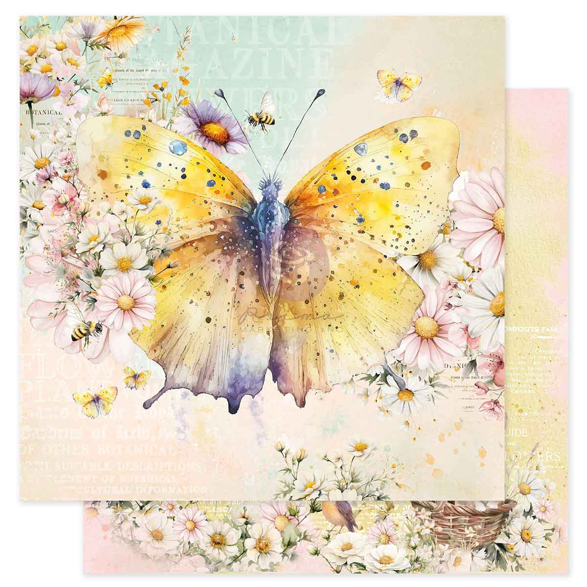 Prima Marketing - Among the Wildflowers 12x12 Paper Sheet, Spring Wings