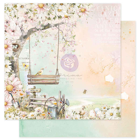 Prima Marketing - Among the Wildflowers 12x12 Paper Sheet, Meadow Path