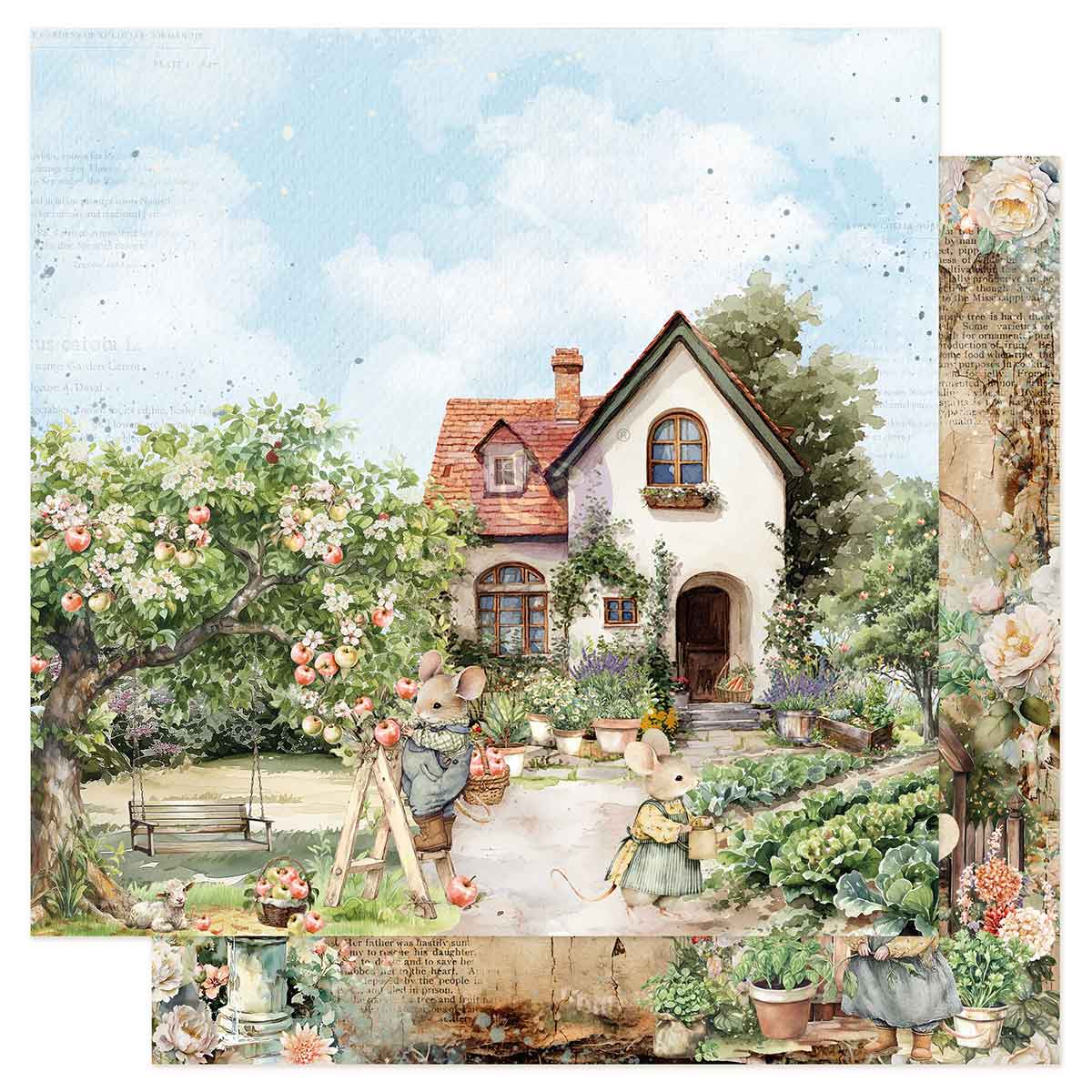 Prima Marketing - Homegrown 12x12 Paper Sheet, A Day In The Garden