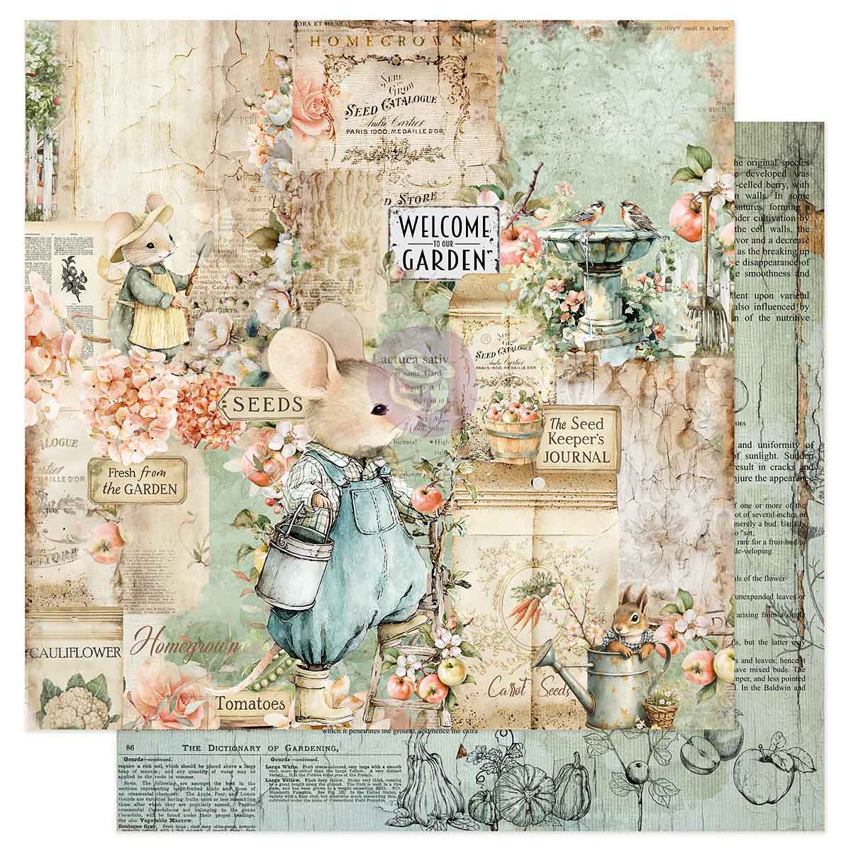 Prima Marketing - Homegrown 12x12 Paper Sheet, Welcome To Our Garden