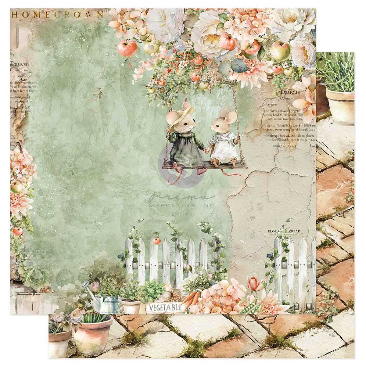 Prima Marketing - Homegrown 12x12 Paper Sheet,  Apple Blossom Swing
