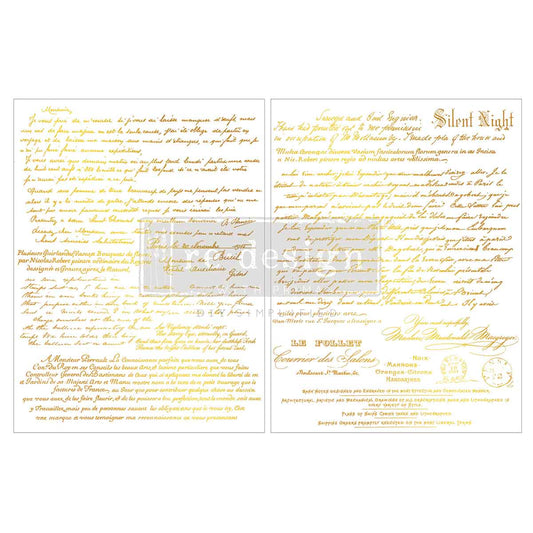 Re-Design With Prima® Middy Transfers - Kasha Gilded Noel Script 8.5x11"