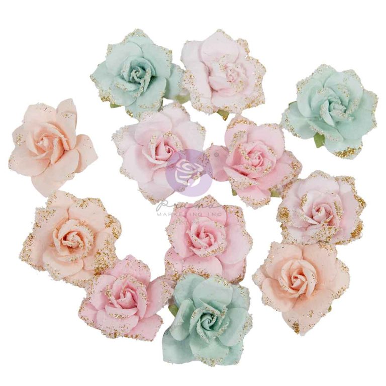 Prima Marketing - Christmas Blush Collection Flowers Sparkling Holiday 16 pcs