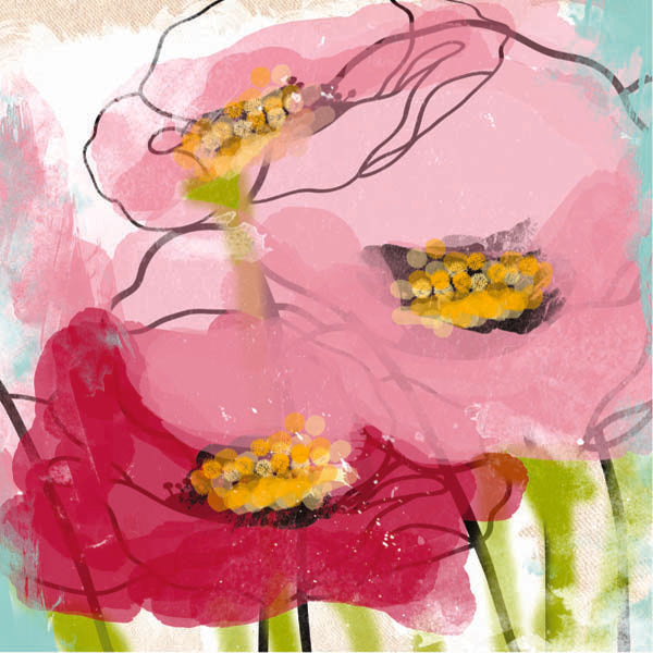 Prima Donna Downey Studios Poppies and Peonies Canvas 12x12
