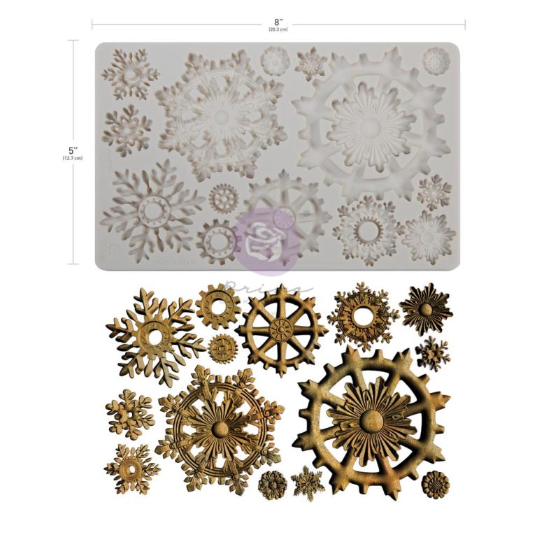 Finnabair Decor Mould Frosty Gears 5x8"