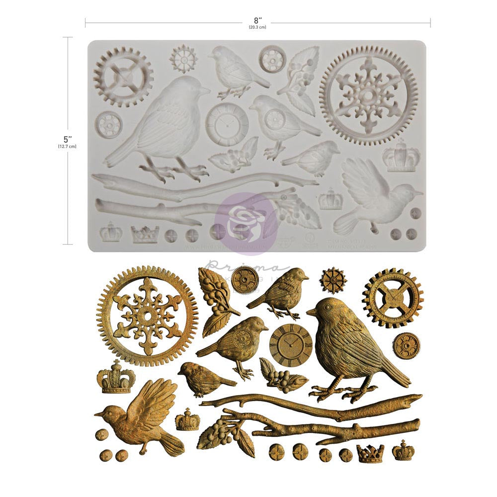 Finnabair Decor Mould Mechanical Robins 5x8"