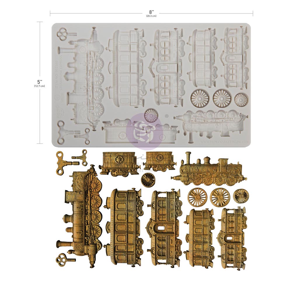 Finnabair Decor Mould Steampunk Express 5x8"