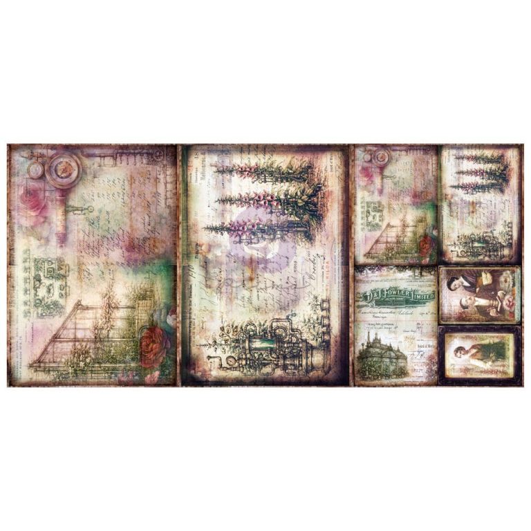 Finnabair A3 Decoupage Fiber - Mechanical Orchard 3 sheets 11.7x16.5"