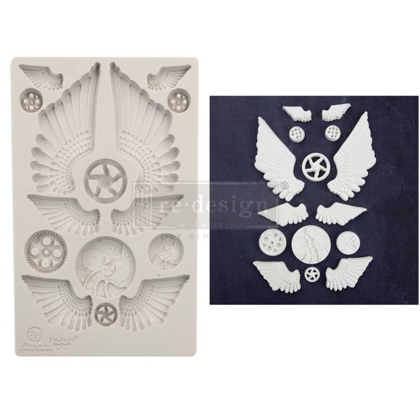 Re-Design With Prima® Decor Moulds - Cogs and Wings - 5"x8", 8mm