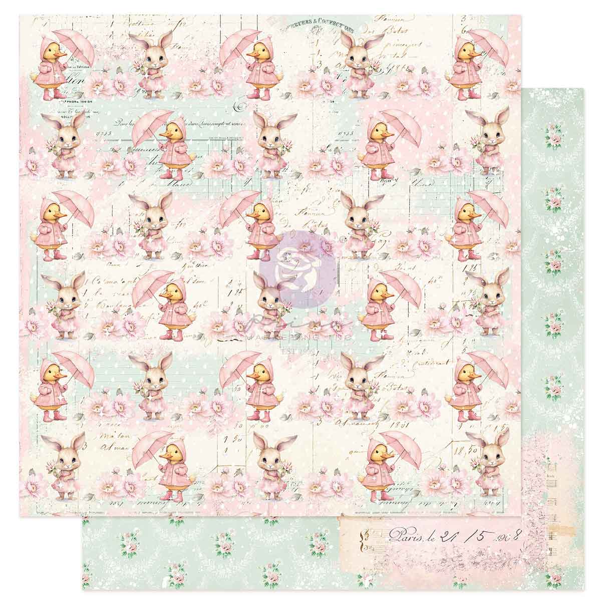 Prima Marketing - Sweet Spring 12x12 Paper Sheet, Playing In The Rain