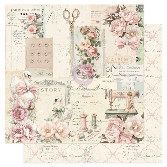 Prima Marketing - Buttons & Keepsakes 12x12 Paper Sheet, A Beautiful Story